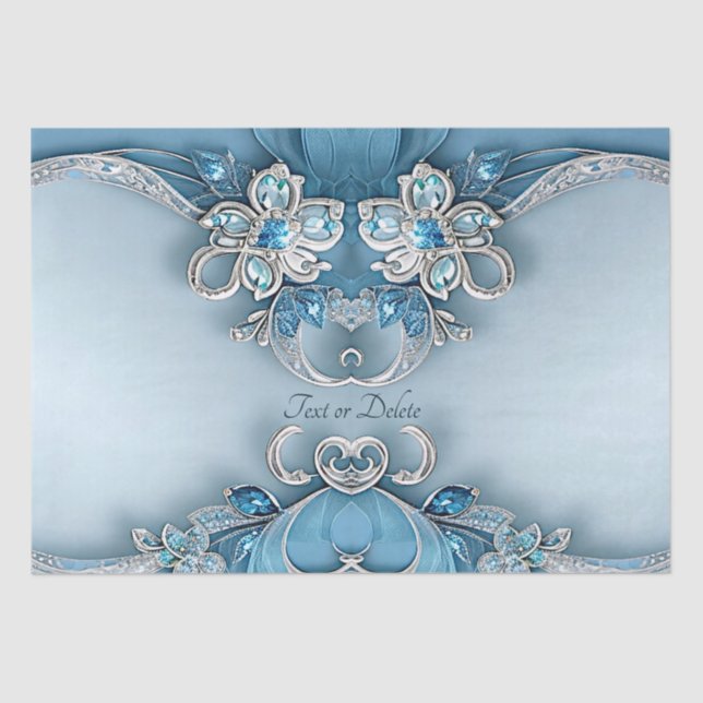 Blue Ornate Floral Tissue Paper (Front)
