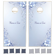 Blue Ornate Flowers Cornhole Set