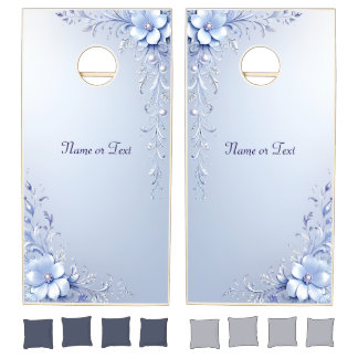 Blue Ornate Flowers Cornhole Set