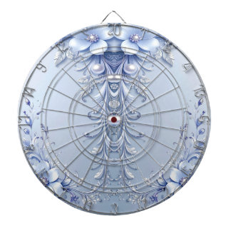 Blue Ornate Flowers Dartboard