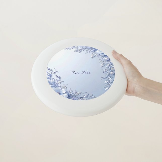 Blue Ornate Flowers Frisbee (In Hand)
