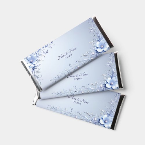 Blue Ornate Flowers Hershey Bar Favors