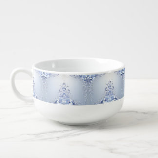 Blue Ornate Flowers Soup Mug