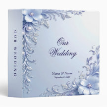 Blue Ornate Flowers with Pearls Album Binder