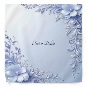 Blue Ornate Flowers with Pearls Bandana