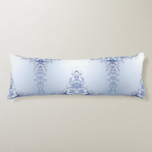 Blue Ornate Flowers with Pearls Body Pillow