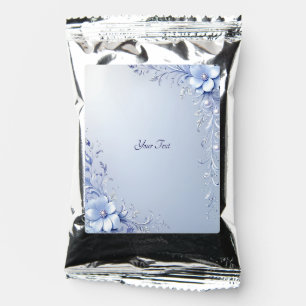 Blue Ornate Flowers with Pearls Coffee Drink Mix