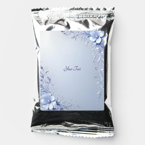 Blue Ornate Flowers with Pearls Coffee Drink Mix