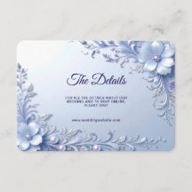 Blue Ornate Flowers with Pearls Detail