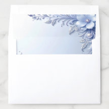Blue Ornate Flowers with Pearls Envelope Liner