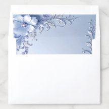 Blue Ornate Flowers with Pearls Envelope Liner