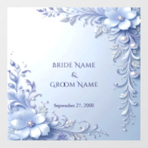 Blue Ornate Flowers with Pearls Floor Decal