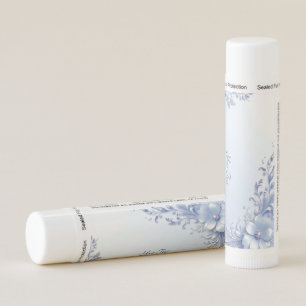 Blue Ornate Flowers with Pearls Lip Balm