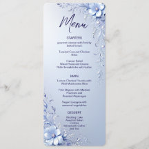 Blue Ornate Flowers with Pearls Menu
