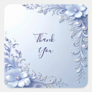Blue Ornate Flowers with Pearls Sticker