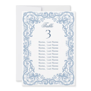Blue Ornate Grace Victorian Seating Chart Card
