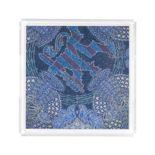Blue Ornate Mosaic Art, Germany Acrylic Tray