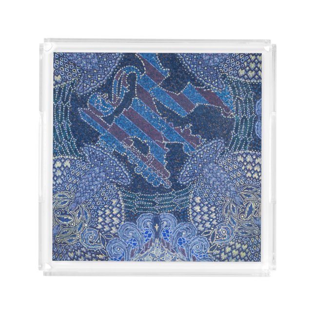 Blue Ornate Mosaic Art, Germany Acrylic Tray (Front)