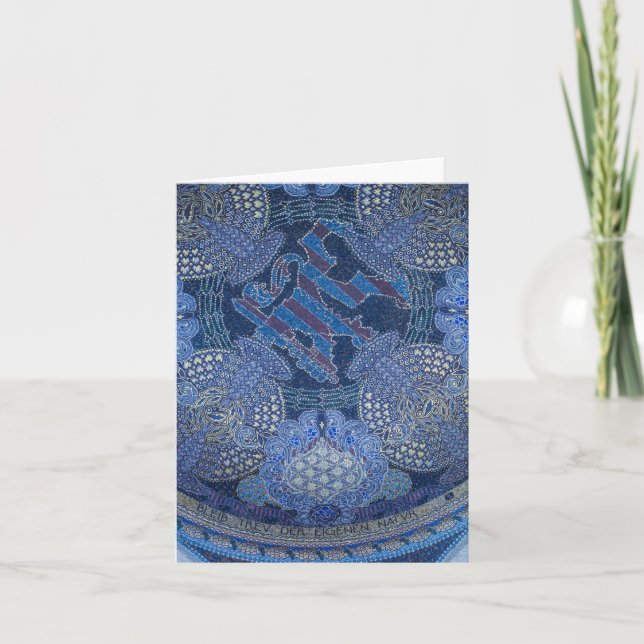 Blue Ornate Mosaic Art, Germany Note Card (Front)