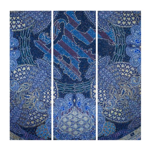 Blue Ornate Mosaic Art Germany Triptych