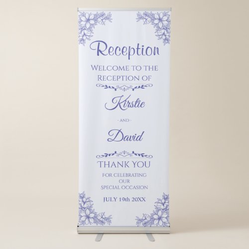 Blue Ornate Reception Welcome Retractable Banner