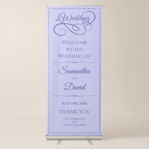 Blue Ornate Wedding Welcome Retractable Banner