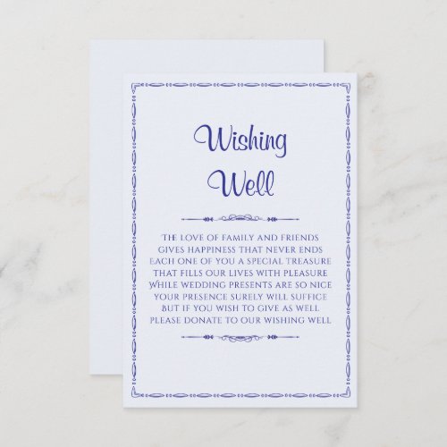 Blue Ornate Wedding Wishing Well Enclosure Card
