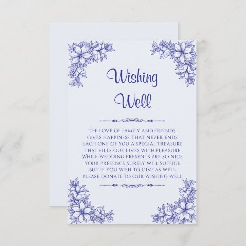 Blue Ornate Wedding Wishing Well Enclosure Card