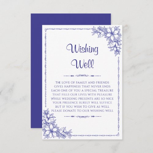 Blue Ornate Wedding Wishing Well Fund Enclosure Card