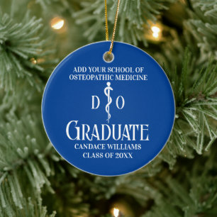 Blue Osteopathic Medical School Graduation Ceramic Ornament
