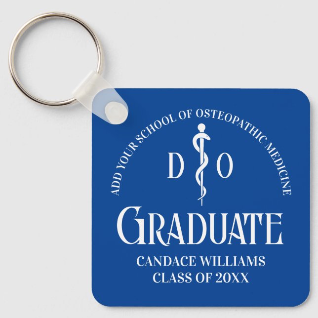 Blue Osteopathic Medical School Graduation Gift Keychain (Front)