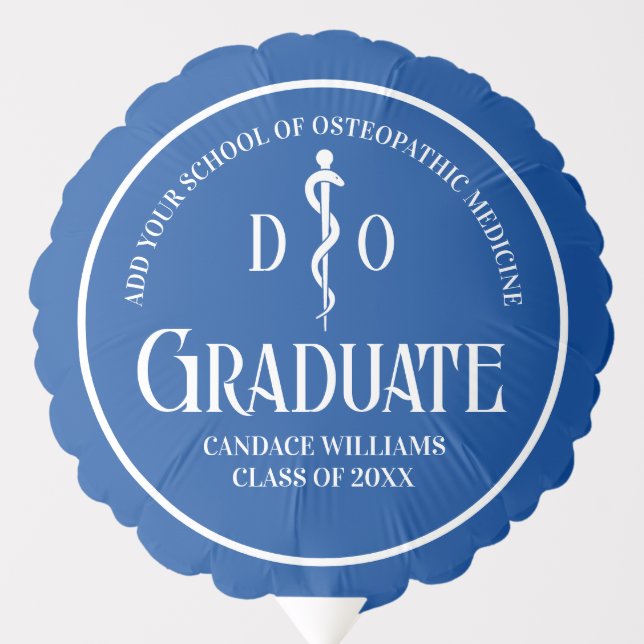 Blue Osteopathic Medical School Graduation Party Balloon (Front)