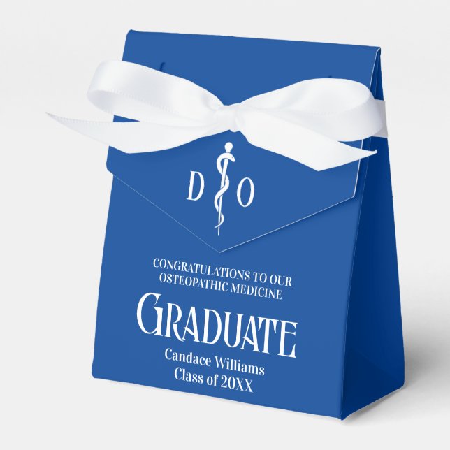 Blue Osteopathic Medical School Graduation Party Favor Boxes (Front Side)