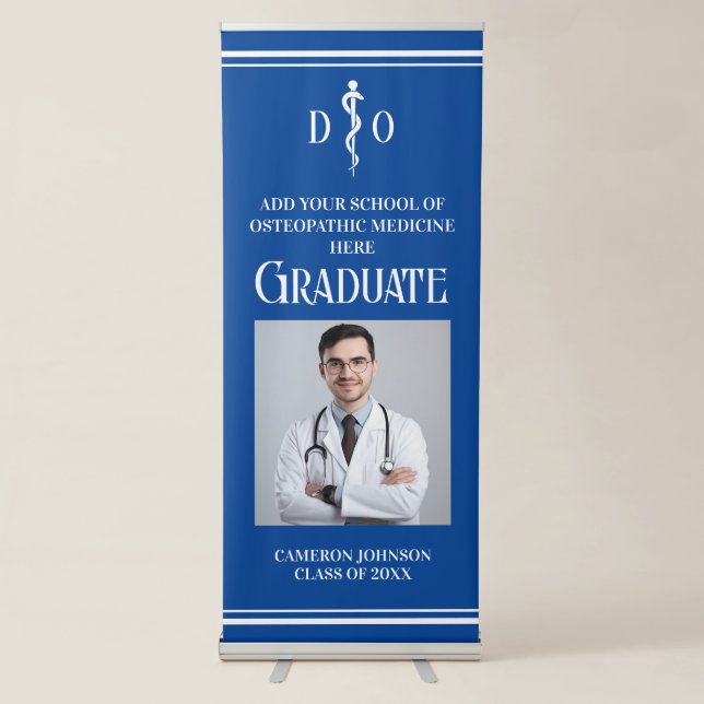 Blue Osteopathic Medical School Graduation Party Retractable Banner (Front)