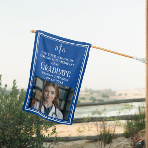 Blue Osteopathic Medical School Graduation Photo House Flag