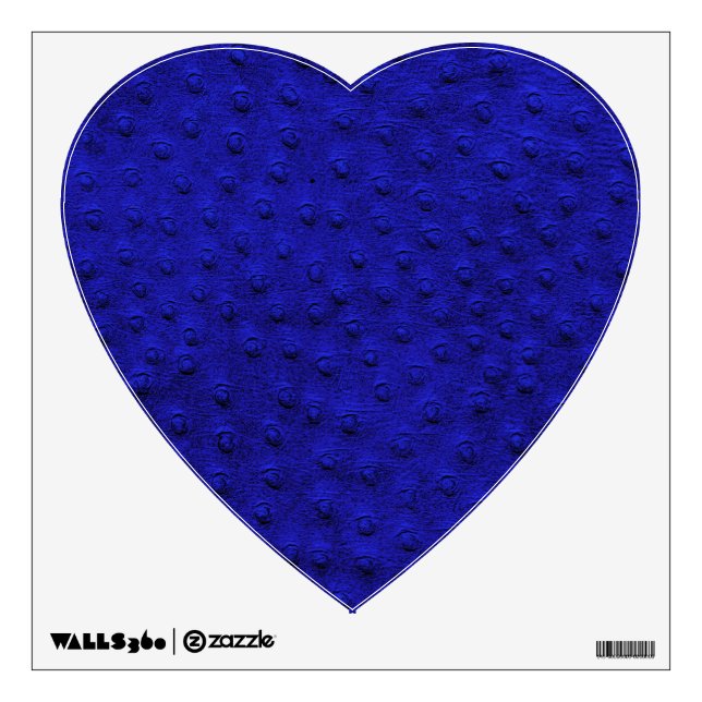 Blue Ostrich Leather Print Heart Wall Decal (Front)