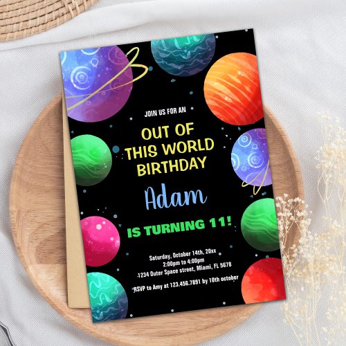 Blue Out of this world Birthday Invitations