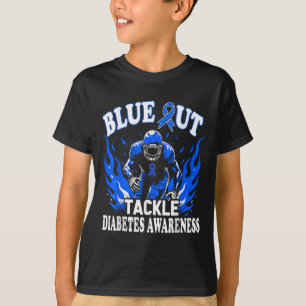 Blue Out Tackle Diabetes Awareness American Footba T-Shirt