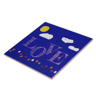 Blue Outdoor, LOVE Large Ceramic Tile