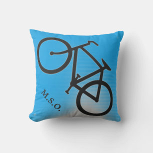 Blue  outdoor personalized Monogram  on Bike sign Throw Pillow