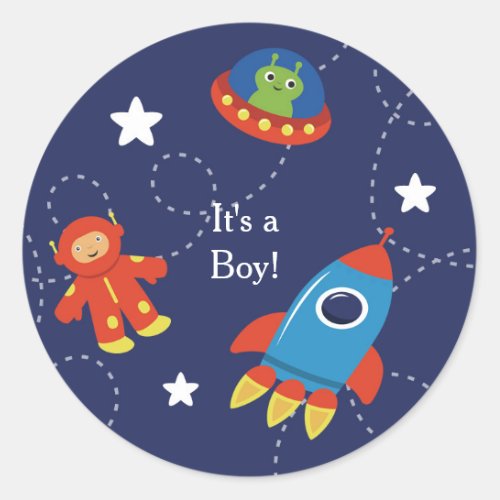 Blue Outer Space Alien Baby Personalized Sticker