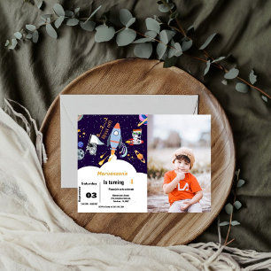 Blue Outer space astronaut boy birthday Invitation