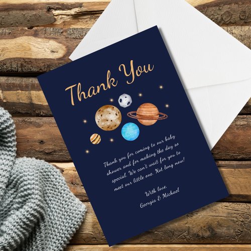 Blue Outer Space Baby Shower Thank You Card