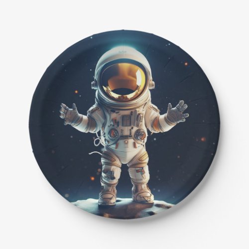 Blue Outer Space Paper Plate