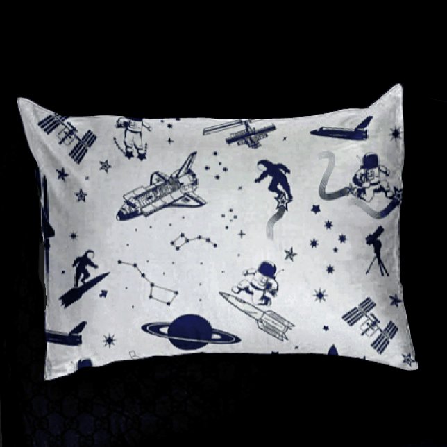 Blue Outer space Solar System Astronaut Spaceship  Pillow Case (Creator Uploaded)