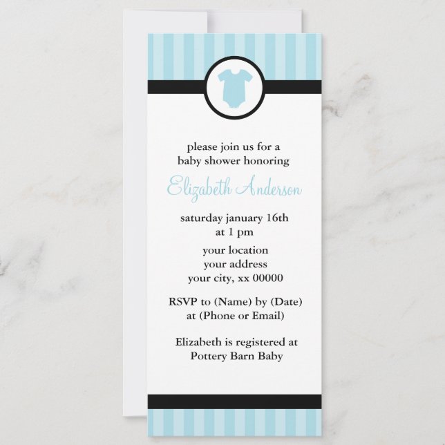 Blue Outfit Baby Shower Invitation (Front)