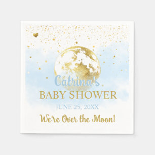 Blue Over the Moon and Stars Celestial Baby Shower Napkins