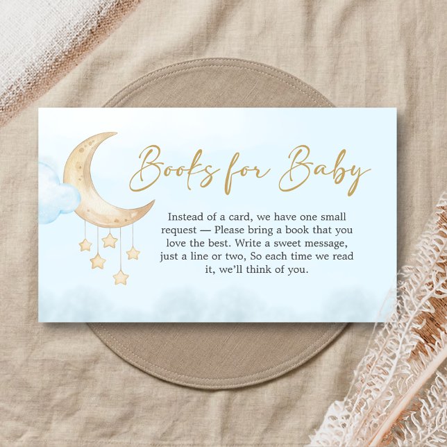 Blue Over the Moon Baby Shower Books for Baby Enclosure Card (Over the Moon Baby Shower Books for Baby)