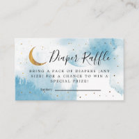 Blue Over The Moon Baby Shower Diaper Raffle  Enclosure Card