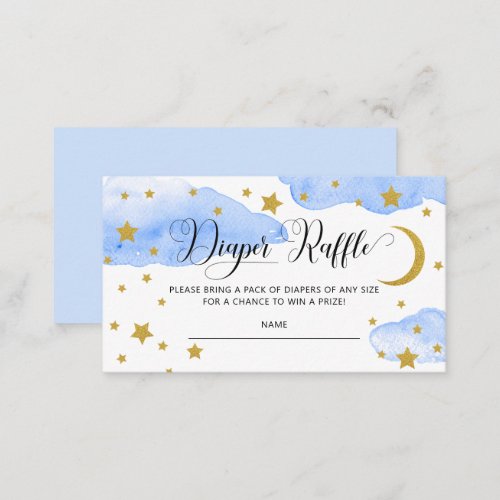 Blue Over The Moon Baby Shower Diaper Raffle Enclosure Card